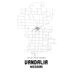Vandalia Missouri. US street map with black and white lines.