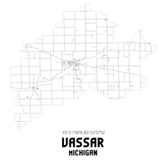Obraz premium Vassar Michigan. US street map with black and white lines.