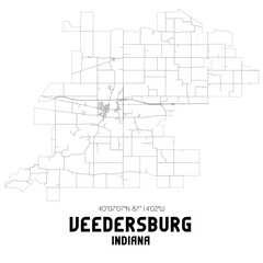 Veedersburg Indiana. US street map with black and white lines.