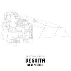 Veguita New Mexico. US street map with black and white lines.