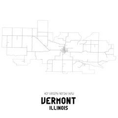 Vermont Illinois. US street map with black and white lines.