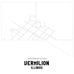 Vermilion Illinois. US street map with black and white lines.