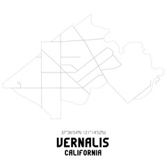Vernalis California. US street map with black and white lines.