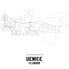 Venice Florida. US street map with black and white lines.
