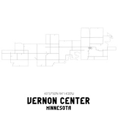 Vernon Center Minnesota. US street map with black and white lines.