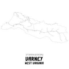 Varney West Virginia. US street map with black and white lines.