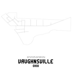 Vaughnsville Ohio. US street map with black and white lines.