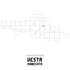 Vesta Minnesota. US street map with black and white lines.