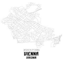 Vienna Virginia. US street map with black and white lines.