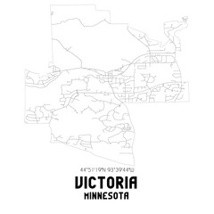 Victoria Minnesota. US street map with black and white lines.