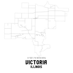 Victoria Illinois. US street map with black and white lines.