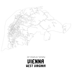 Vienna West Virginia. US street map with black and white lines.
