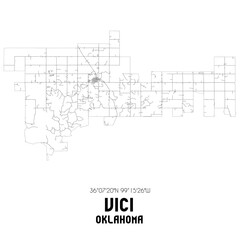 Vici Oklahoma. US street map with black and white lines.