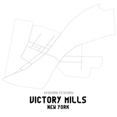 Victory Mills New York. US street map with black and white lines.