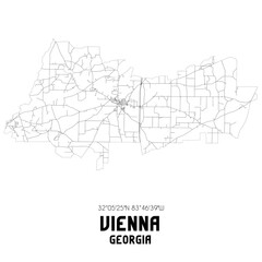 Vienna Georgia. US street map with black and white lines.