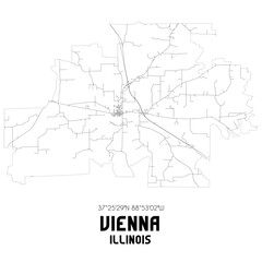Vienna Illinois. US street map with black and white lines.