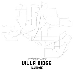 Villa Ridge Illinois. US street map with black and white lines.