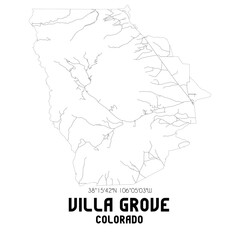 Villa Grove Colorado. US street map with black and white lines.