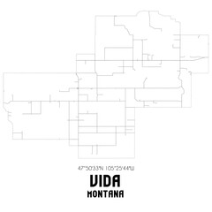 Vida Montana. US street map with black and white lines.