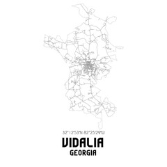 Fototapeta na wymiar Vidalia Georgia. US street map with black and white lines.
