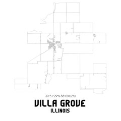 Villa Grove Illinois. US street map with black and white lines.