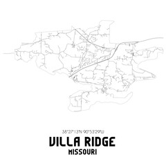 Villa Ridge Missouri. US street map with black and white lines.