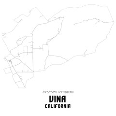 Vina California. US street map with black and white lines.