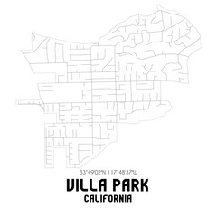 Obraz premium Villa Park California. US street map with black and white lines.