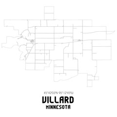 Villard Minnesota. US street map with black and white lines.
