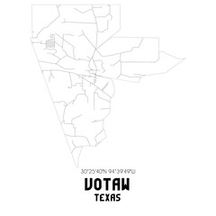 Votaw Texas. US street map with black and white lines.