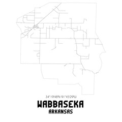 Wabbaseka Arkansas. US street map with black and white lines.