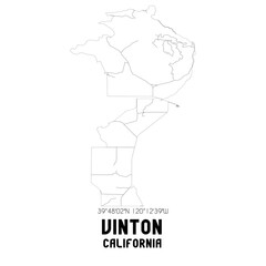 Vinton California. US street map with black and white lines.