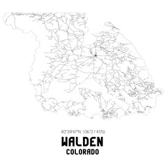 Walden Colorado. US street map with black and white lines.