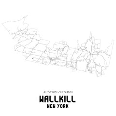 Wallkill New York. US street map with black and white lines.