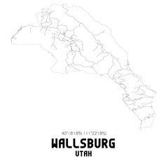Wallsburg Utah. US street map with black and white lines.