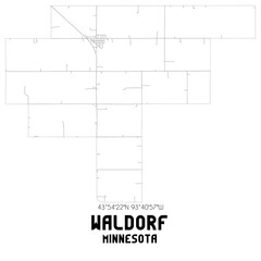 Waldorf Minnesota. US street map with black and white lines.