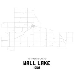 Wall Lake Iowa. US street map with black and white lines.
