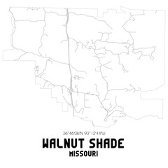 Walnut Shade Missouri. US street map with black and white lines.