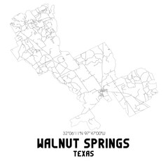 Walnut Springs Texas. US street map with black and white lines.