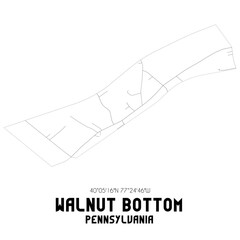 Walnut Bottom Pennsylvania. US street map with black and white lines.