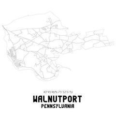 Walnutport Pennsylvania. US street map with black and white lines.