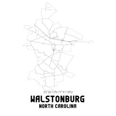 Walstonburg North Carolina. US street map with black and white lines.
