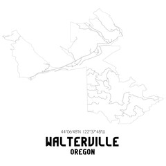 Walterville Oregon. US street map with black and white lines.