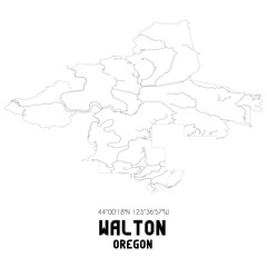 Walton Oregon. US street map with black and white lines.