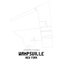 Wampsville New York. US street map with black and white lines.