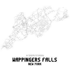 Wappingers Falls New York. US street map with black and white lines.