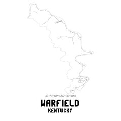 Warfield Kentucky. US street map with black and white lines.