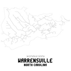 Fototapeta premium Warrensville North Carolina. US street map with black and white lines.
