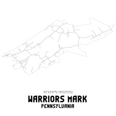 Warriors Mark Pennsylvania. US street map with black and white lines.