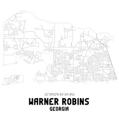 Warner Robins Georgia. US street map with black and white lines.